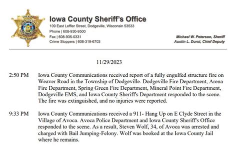 iowa county confessions|iowa county police blotter.